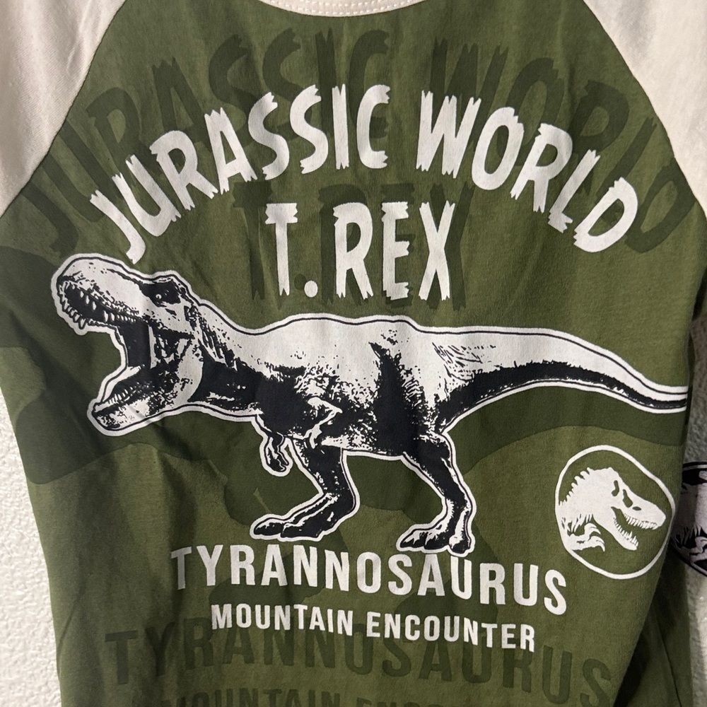 Jurassic World T. Rex Kids Tee - Olive and Cream - Picture 4 of 6